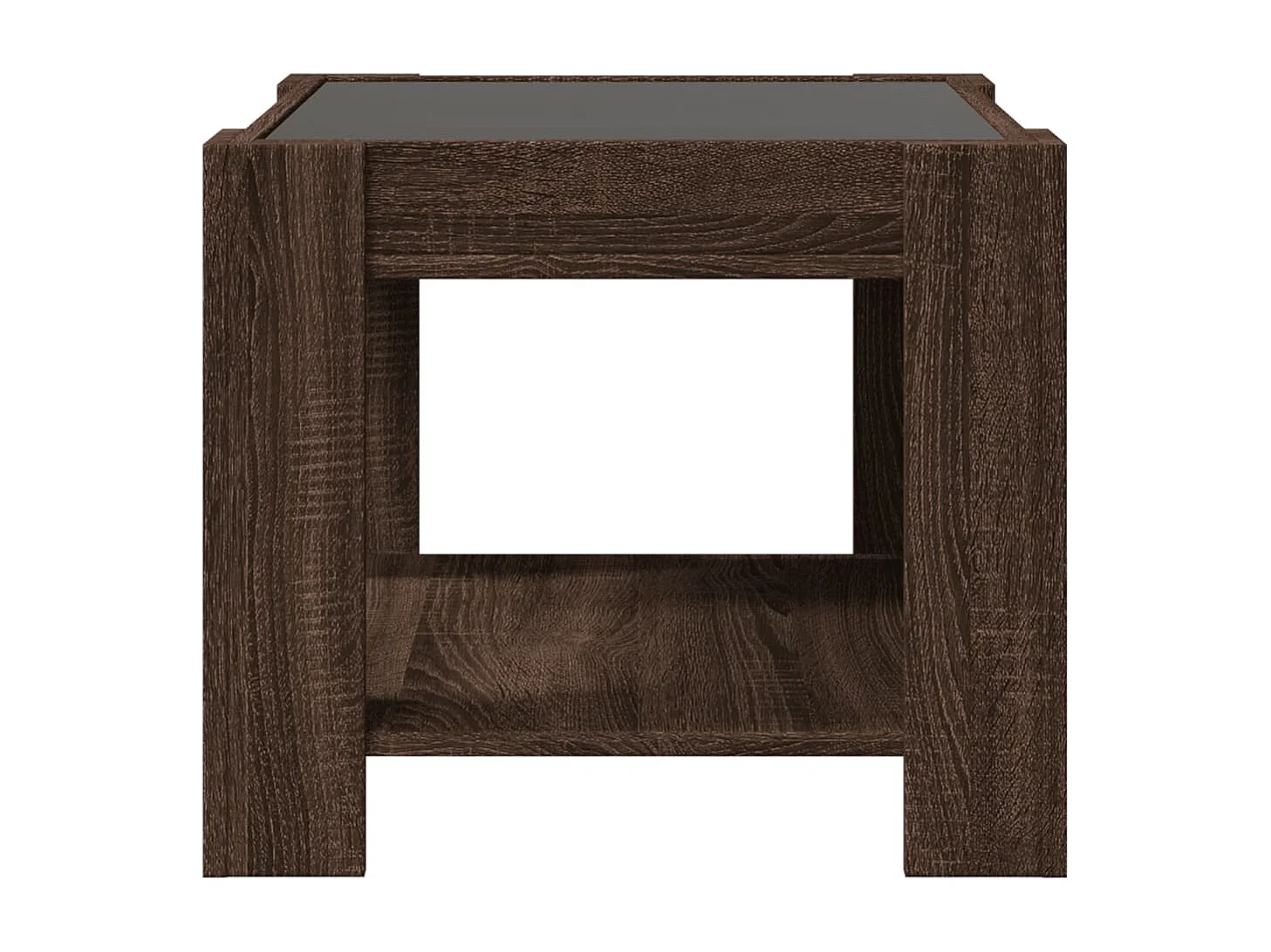 Mesa de centro y LED madera ingeniería marrón roble 53x53x45 cm