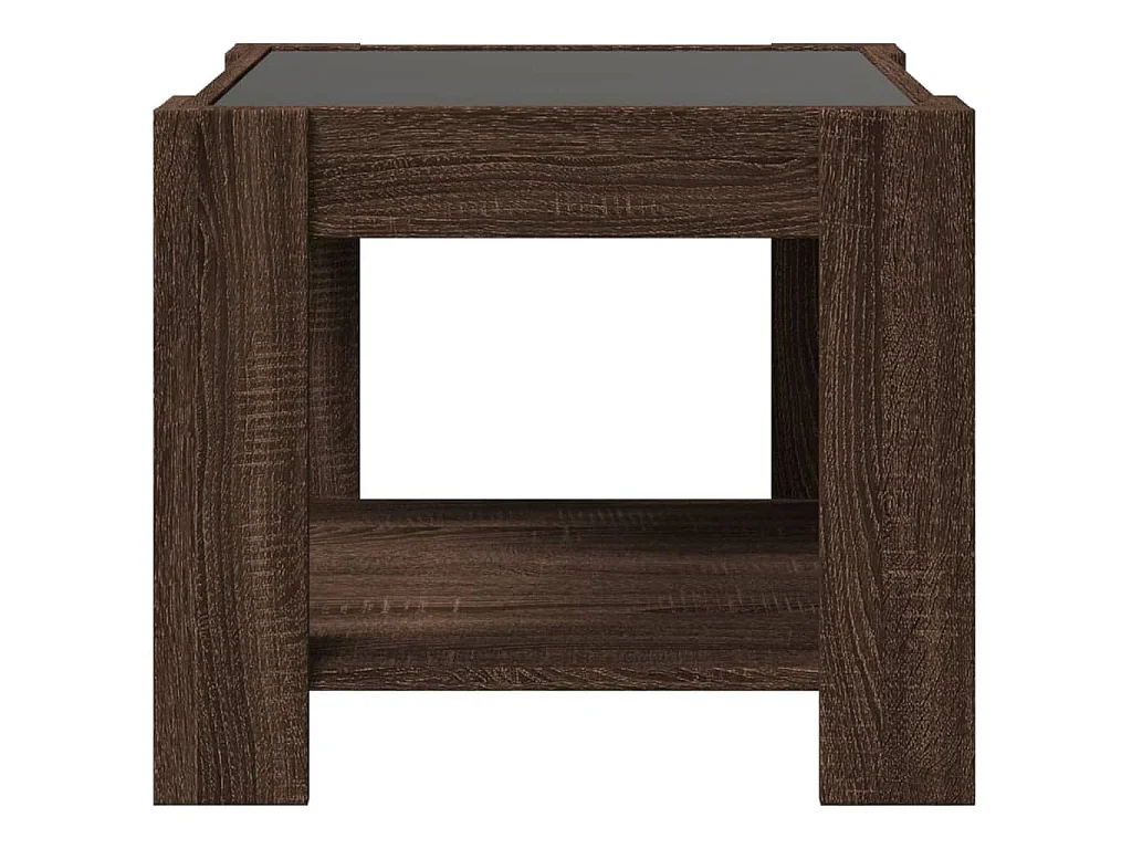Tavolino Salotto con LED Rovere Marrone 53x53x45 cm Multistrato