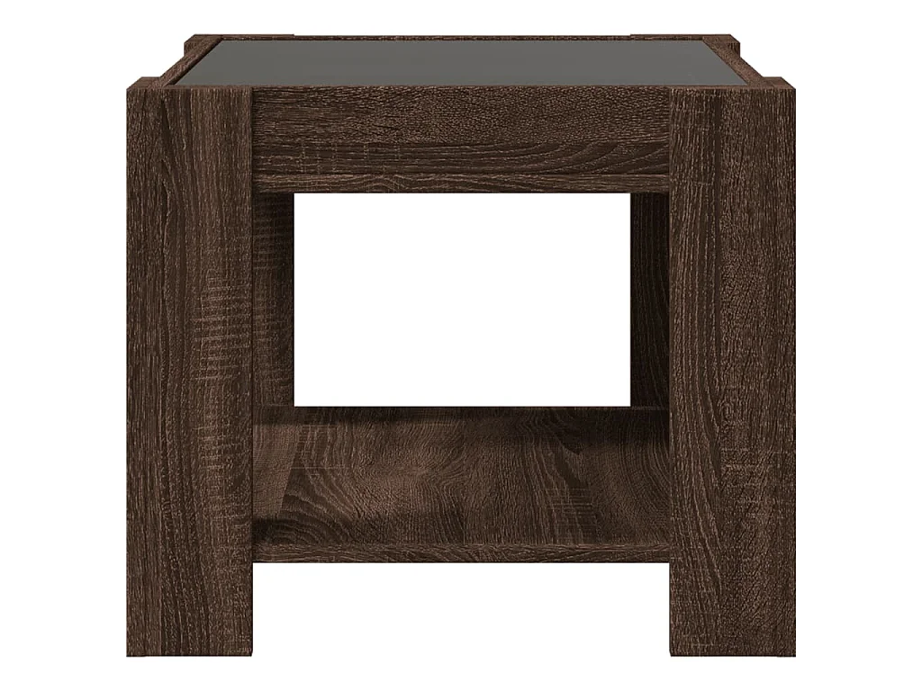 Tavolino Salotto con LED Rovere Marrone 53x53x45 cm Multistrato