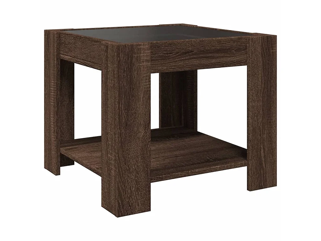 Tavolino Salotto con LED Rovere Marrone 53x53x45 cm Multistrato