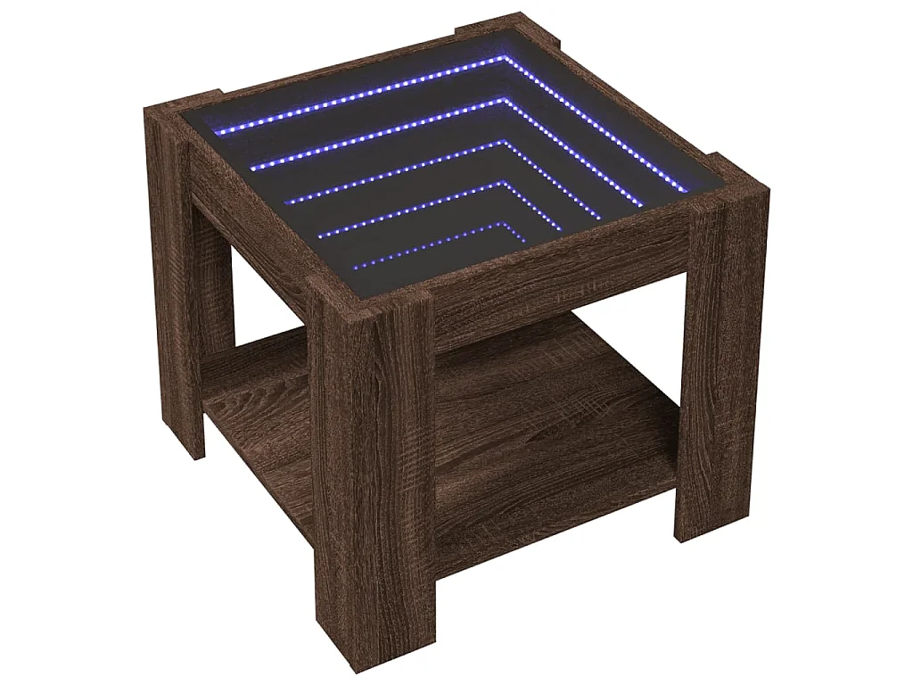 LED-Couchtisch Braun Eichen-Optik 53x53x45 cm Holzwerkstoff