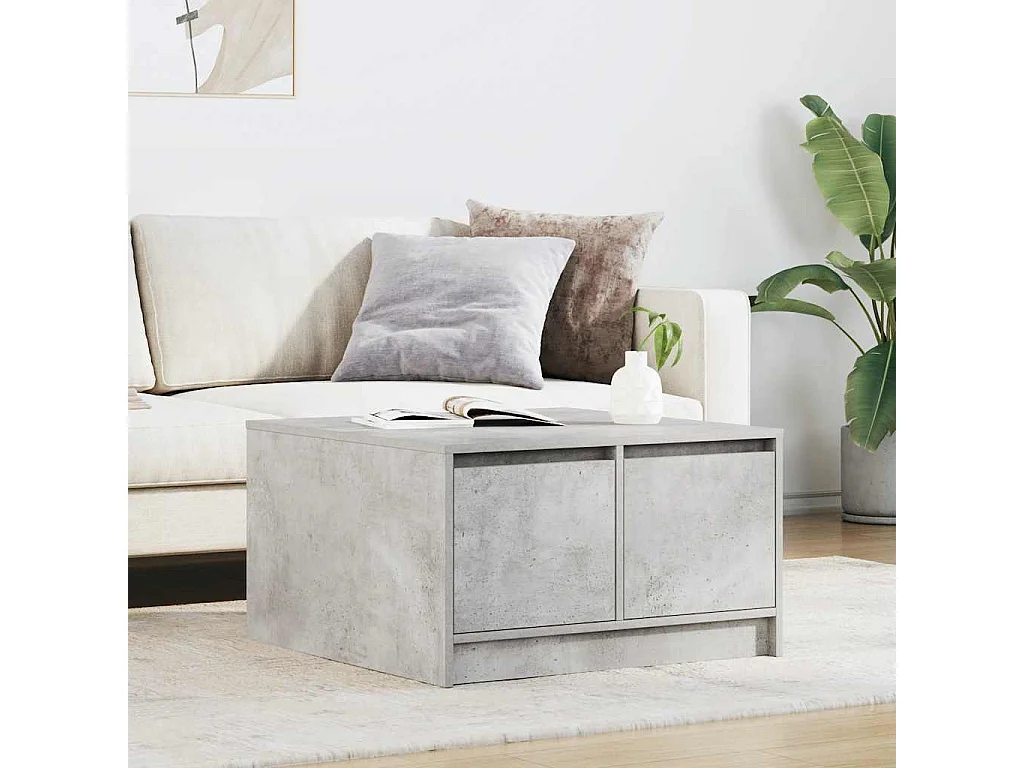 Table basse avec tiroirs gris béton 70,5x70x40 cm