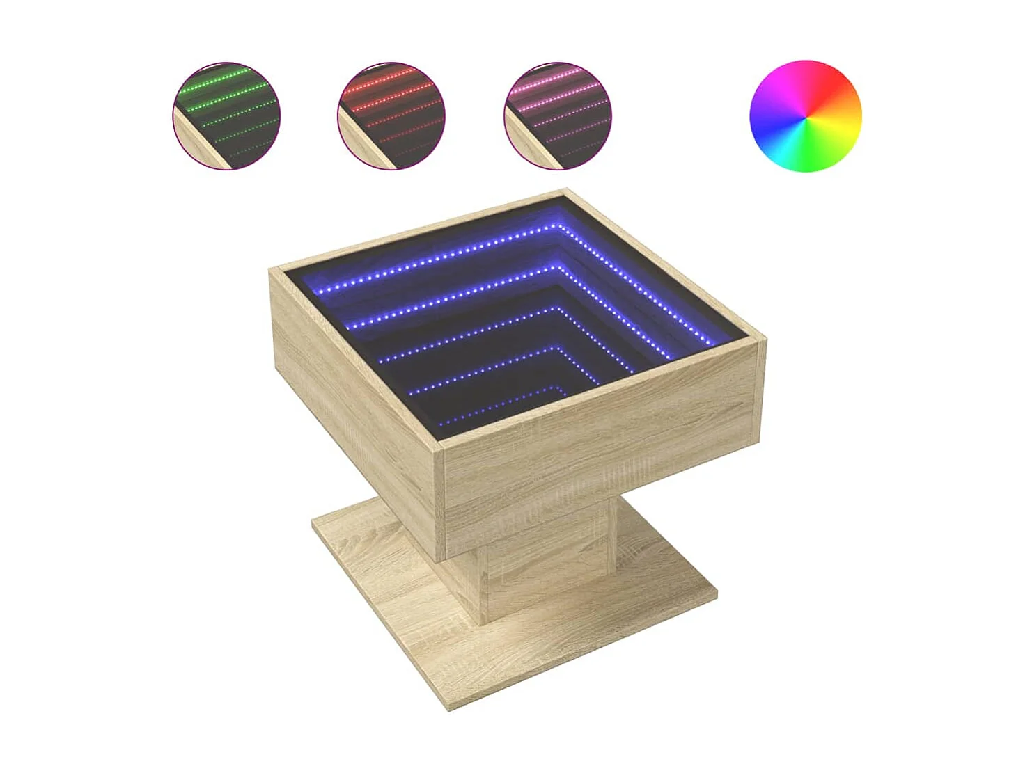 LED-Couchtisch Sonoma Eiche 50x50x45 cm Holzwerkstoff
