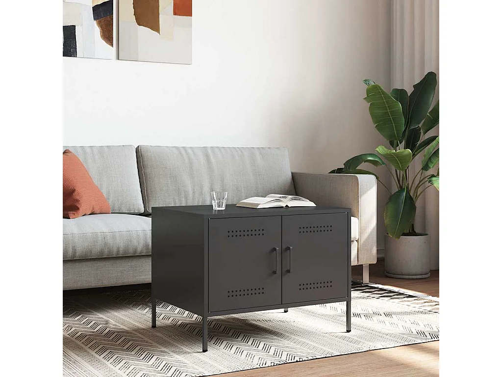 Couchtisch Schwarz 68x50x50,5 cm Stahl