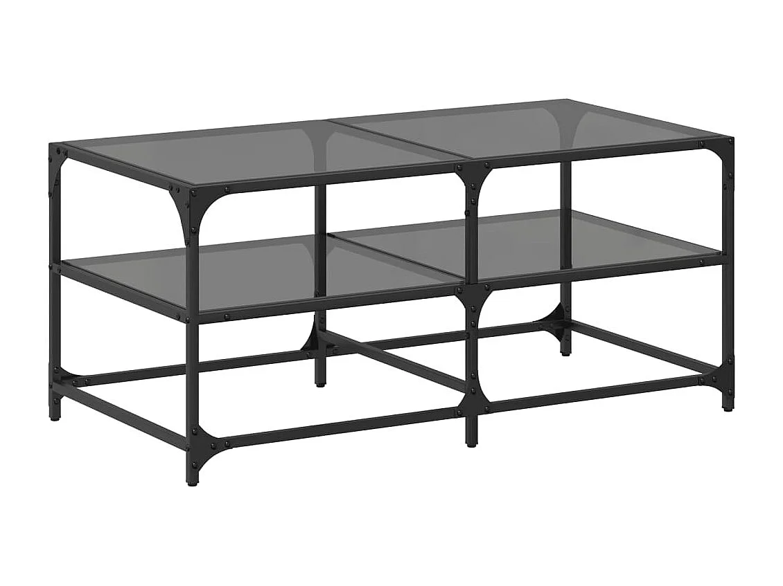 Table basse avec dessus en verre noir 98,5x50x45 cm acier