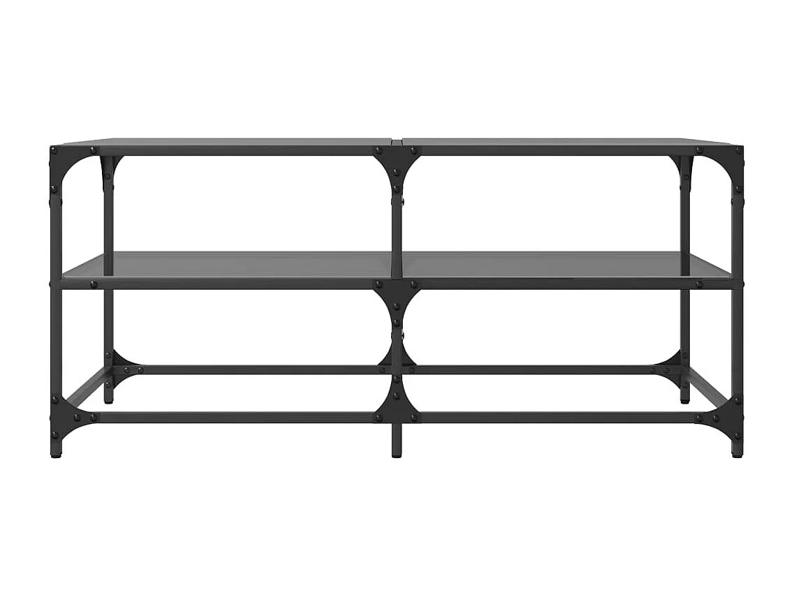 Table basse avec dessus en verre noir 98,5x50x45 cm acier