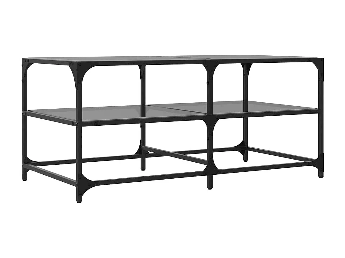Table basse avec dessus en verre noir 98,5x50x45 cm acier