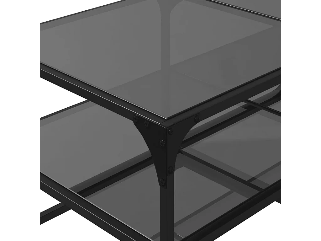 Table basse avec dessus en verre noir 98,5x50x45 cm acier