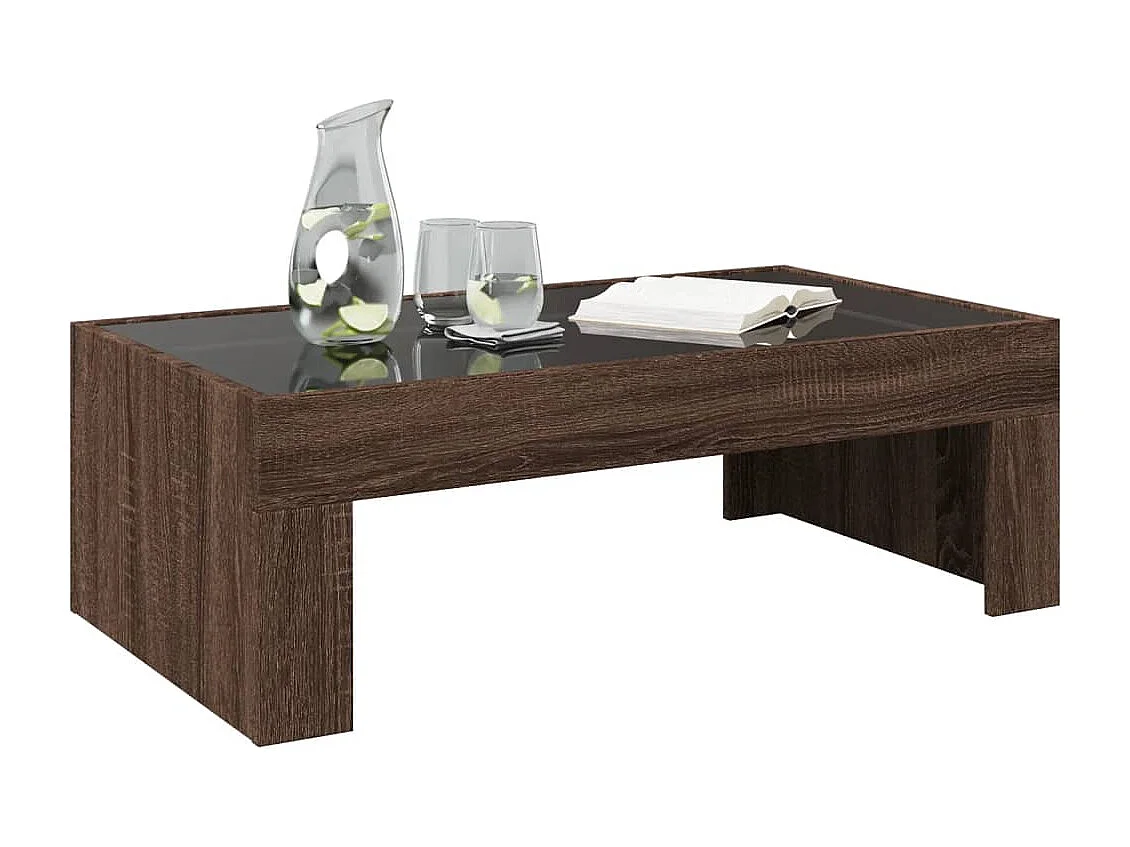 Table basse avec LED infini chêne marron 90x50x30 cm