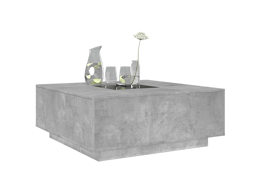 Table basse avec LED infini gris béton 100x100x40 cm