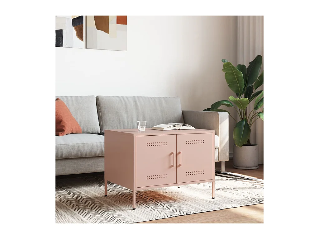 Salontafel 68x50x50,5 cm staal roze