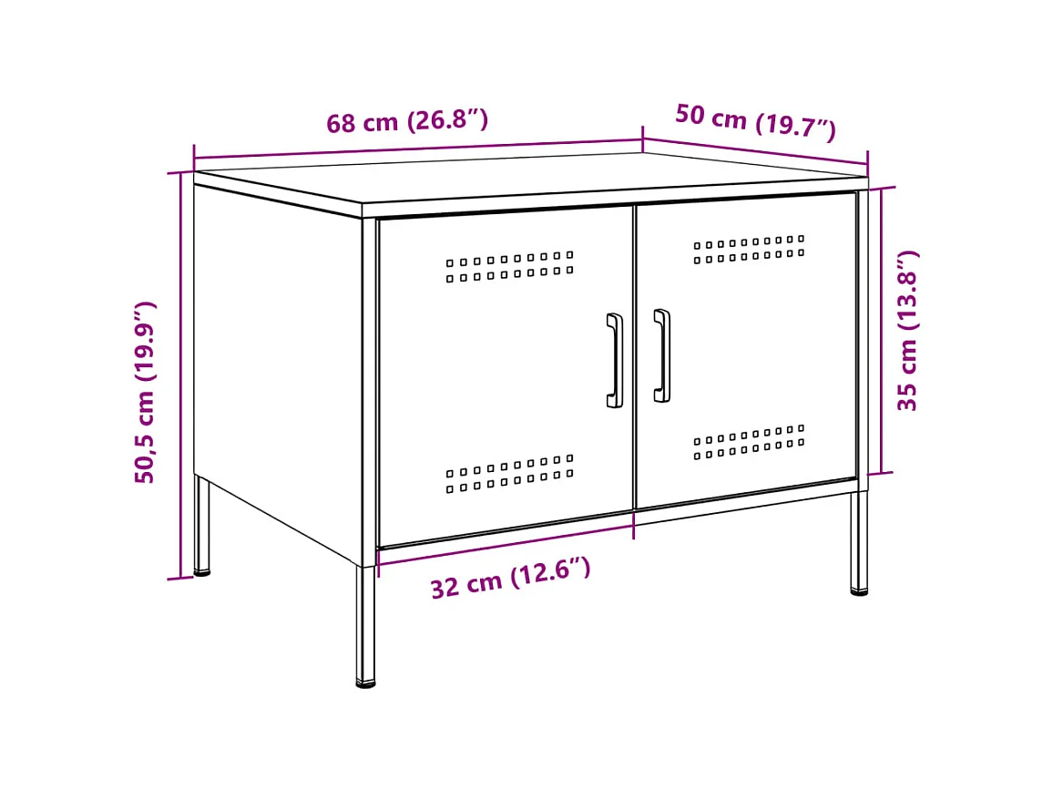 Salontafel 68x50x50,5 cm staal roze