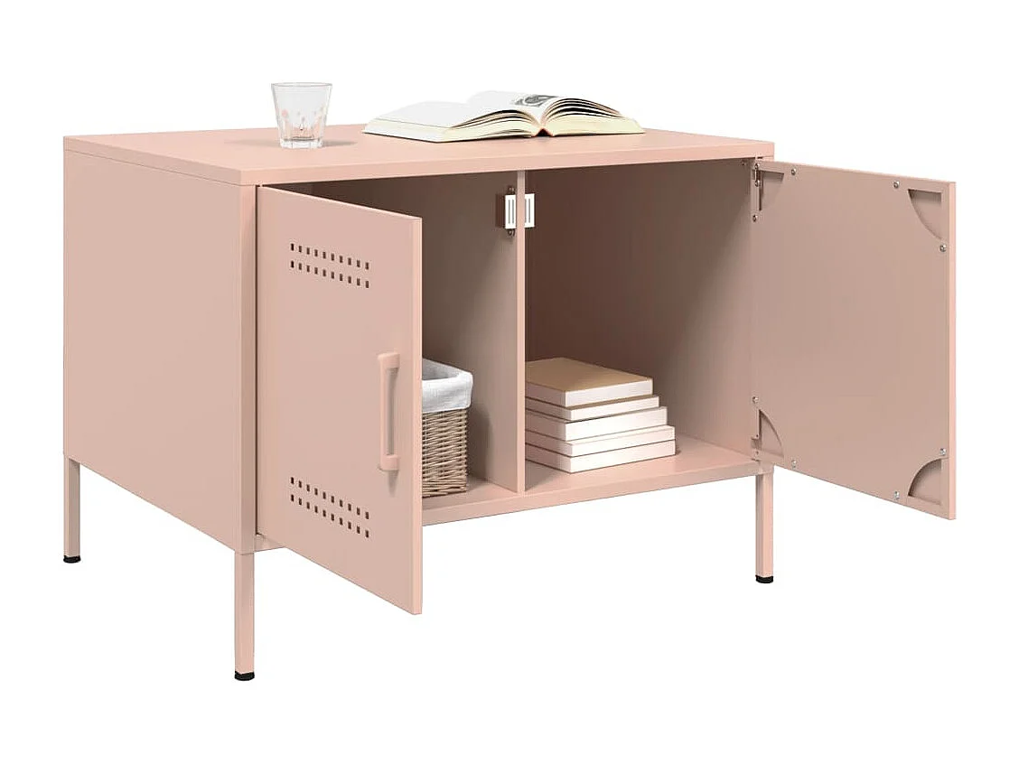 Salontafel 68x50x50,5 cm staal roze