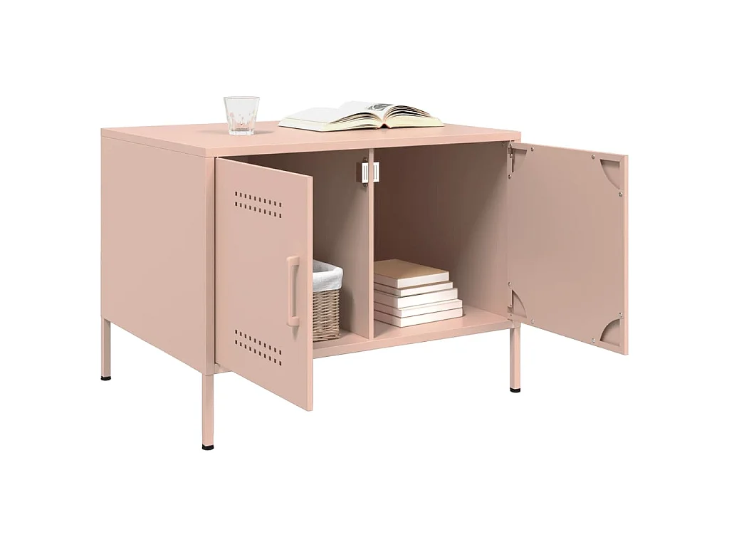 Salontafel 68x50x50,5 cm staal roze