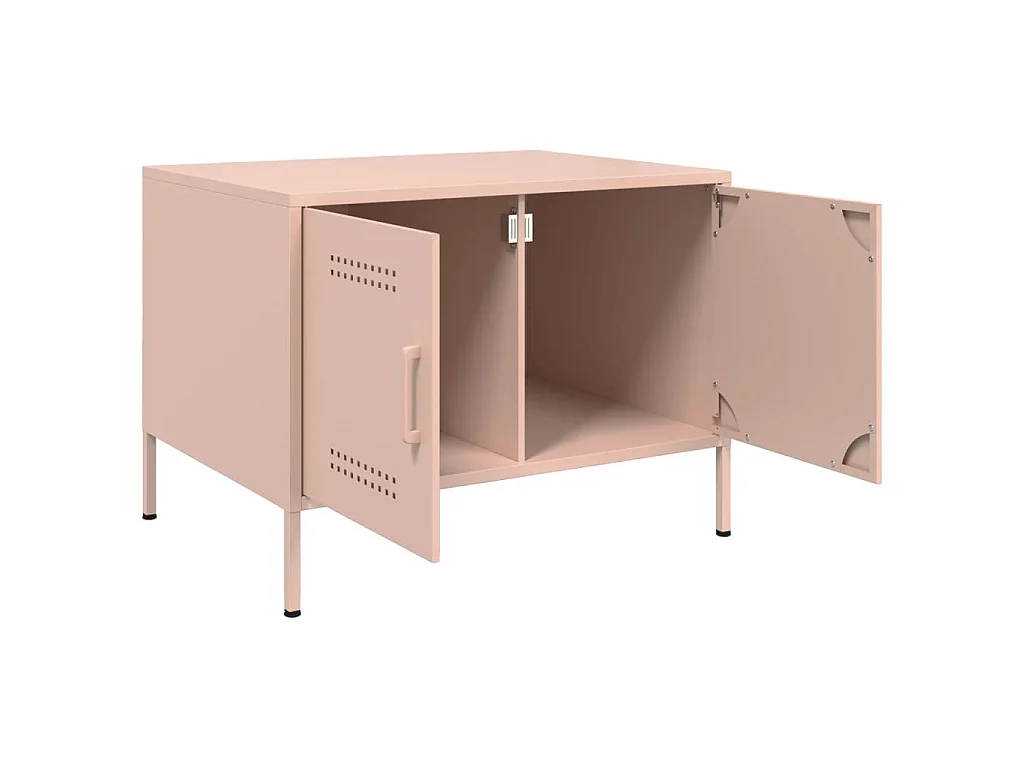 Salontafel 68x50x50,5 cm staal roze