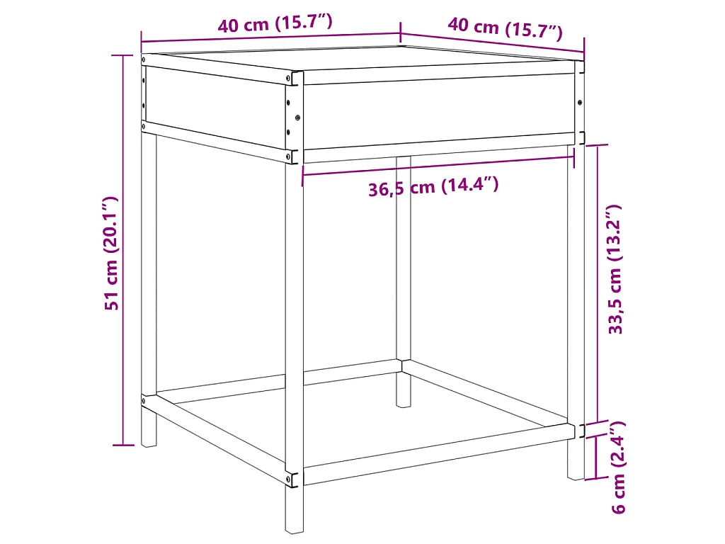 Couchtisch mit Infinity-LED Schwarz 40x40x51 cm