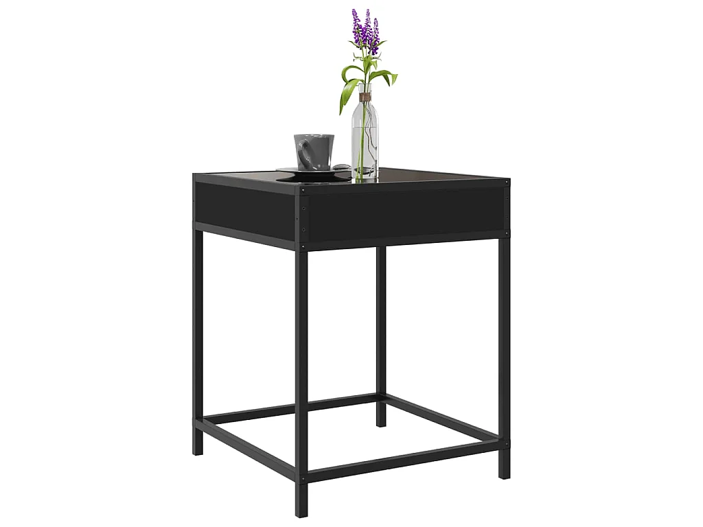 Couchtisch mit Infinity-LED Schwarz 40x40x51 cm