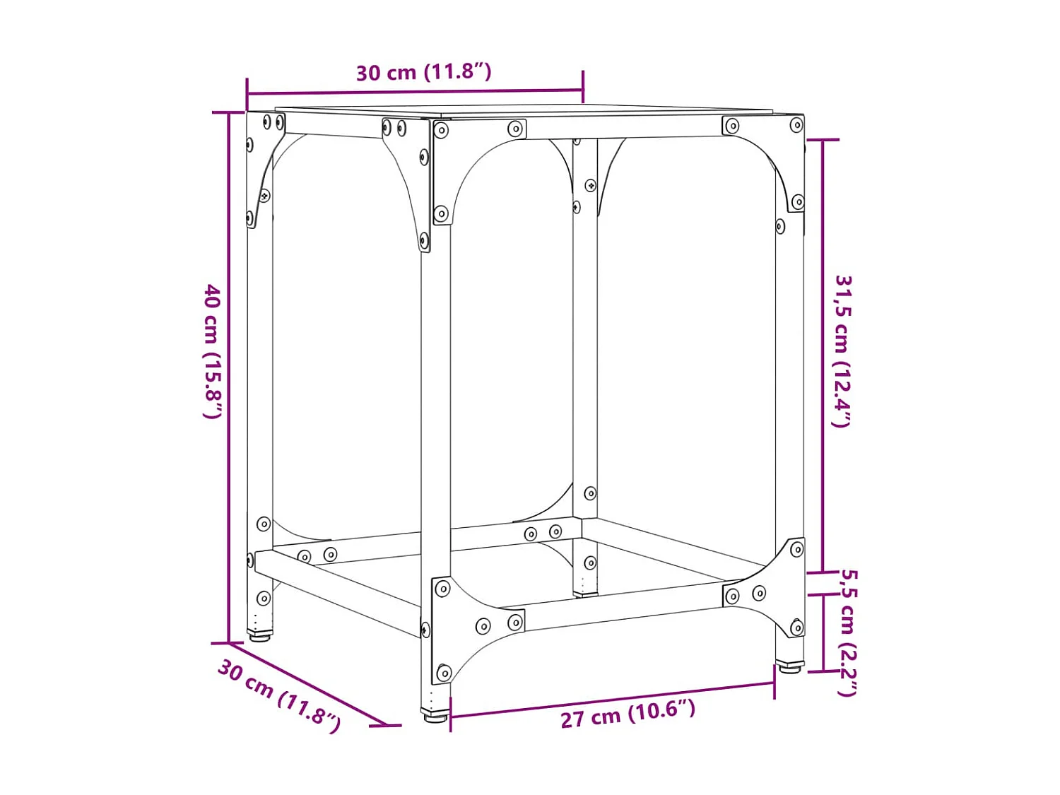 Tables basses avec dessus en verre noir 2 pcs 30x30x40 cm acier