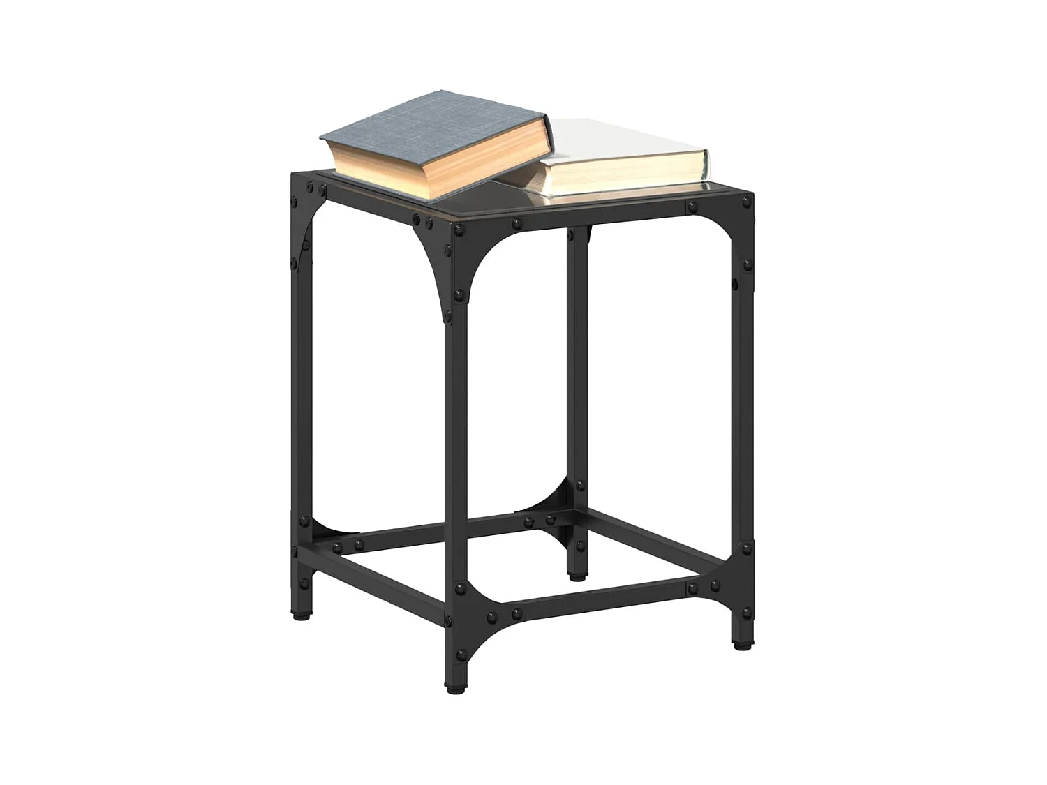 Couchtische mit Glasplatte 2 Stk. Schwarz 30x30x40 cm Stahl