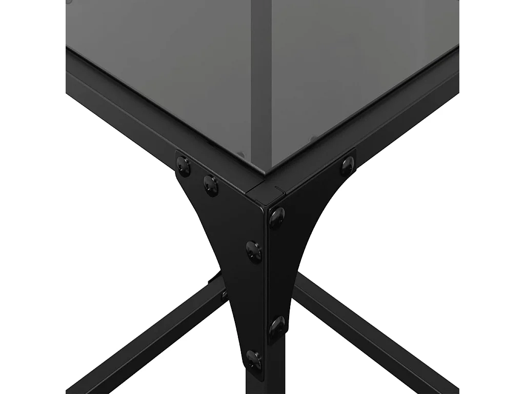Tables basses avec dessus en verre noir 2 pcs 30x30x40 cm acier