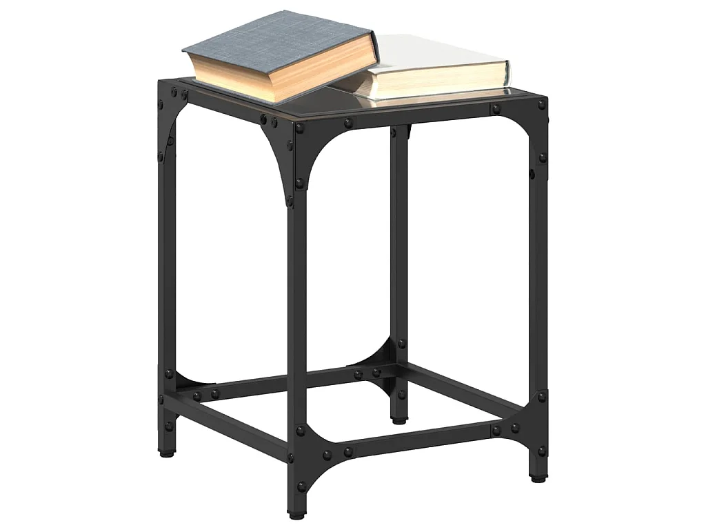 Tables basses avec dessus en verre noir 2 pcs 30x30x40 cm acier
