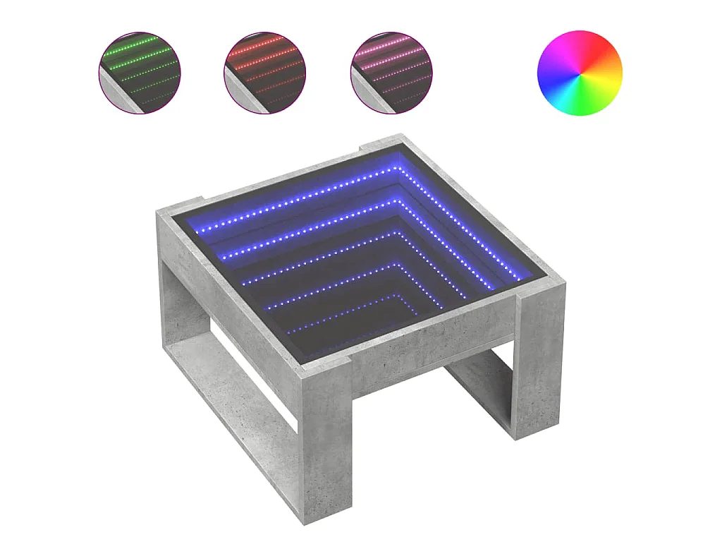 Couchtisch mit Infinity-LED Betongrau 50x53x30 cm