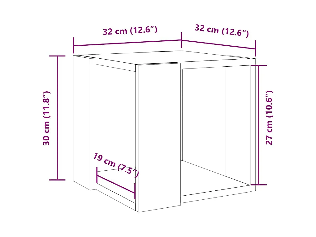 Table basse blanc 32x32x30 cm bois d'ingénierie