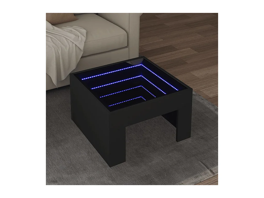 Table basse avec LED infini noir 50x50x30 cm