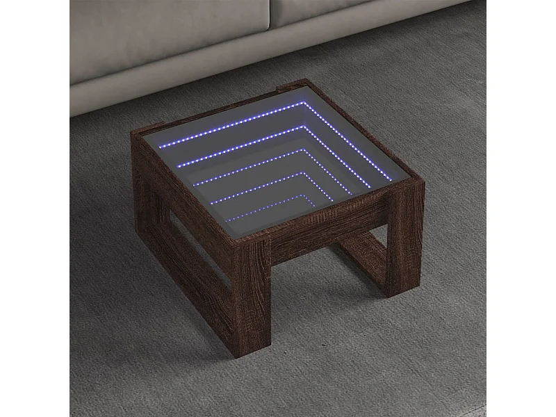 Salontafel met Infinity LED 50x53x30 cm bruin eikenkleurig