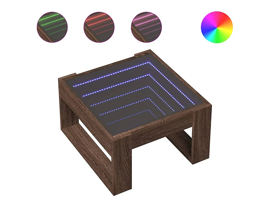 Couchtisch mit Infinity-LED Braun Eichen-Optik 50x53x30 cm