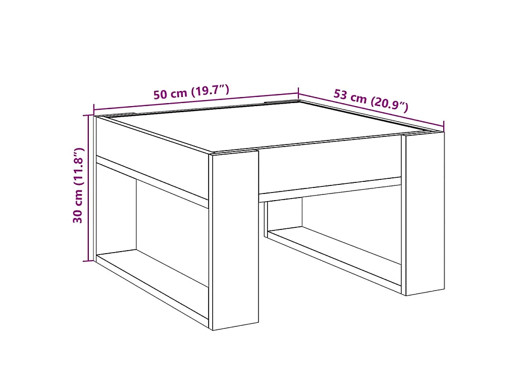 Couchtisch mit Infinity-LED Braun Eichen-Optik 50x53x30 cm