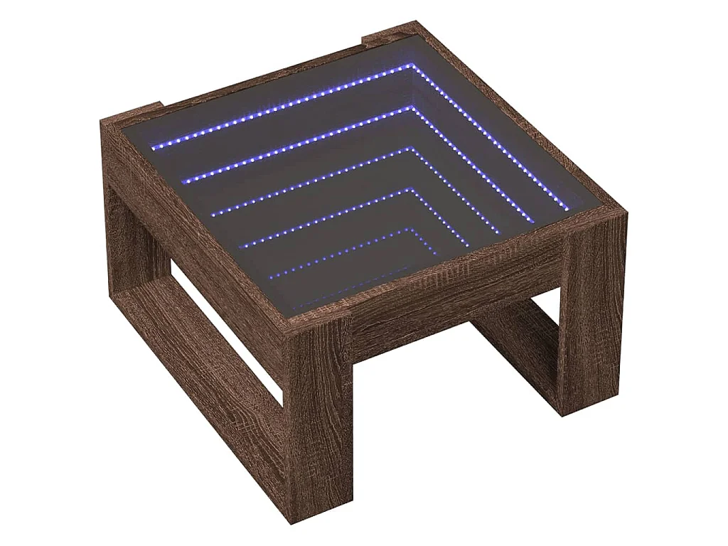 Couchtisch mit Infinity-LED Braun Eichen-Optik 50x53x30 cm