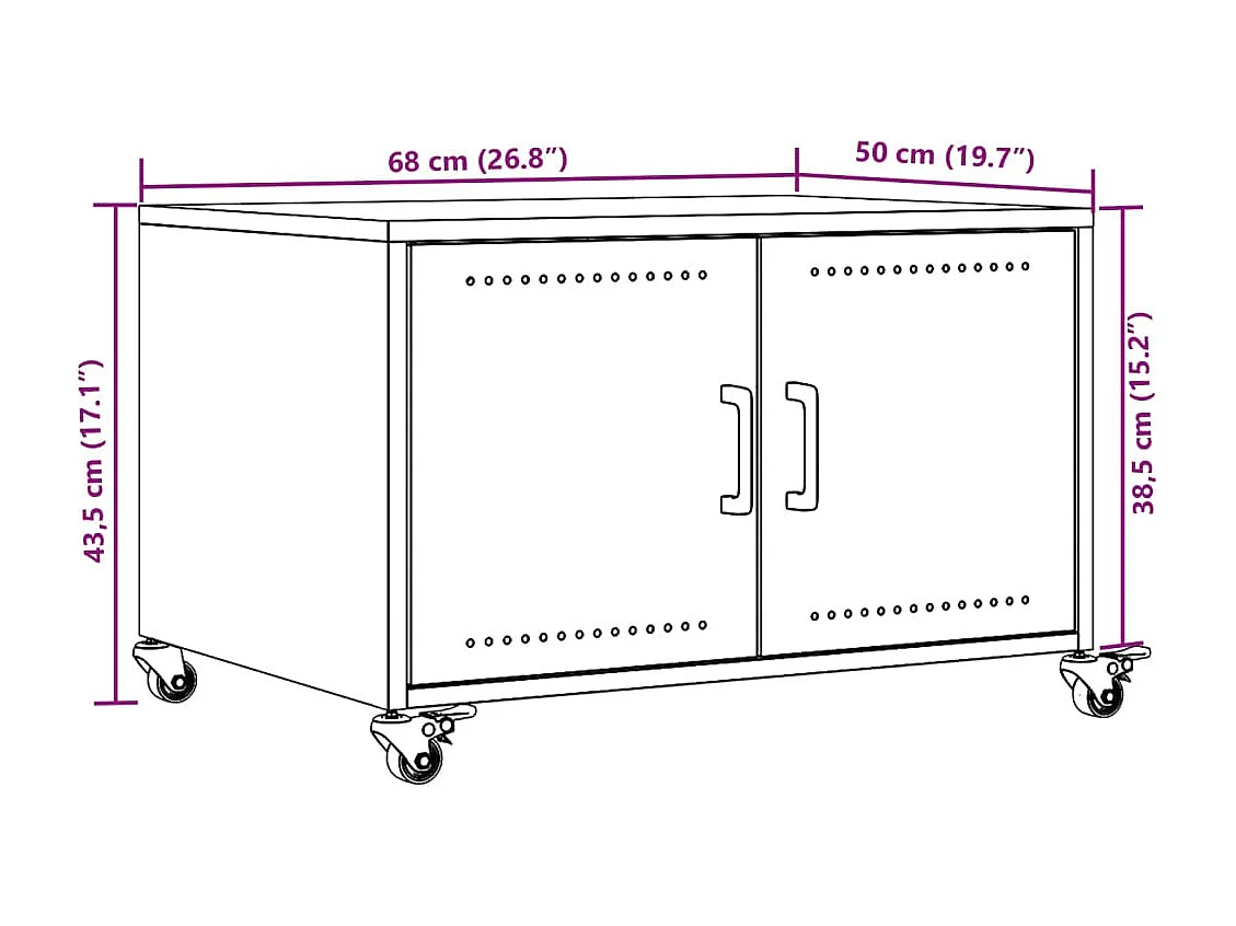 Salontafel 68x50x43,5 cm staal antracietkleurig