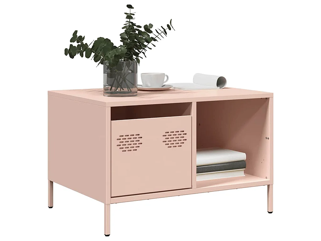 Salontafel 68,5x50x43,5 cm koudgewalst staal roze