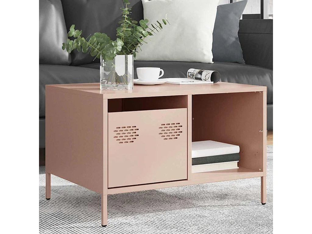 Salontafel 68,5x50x43,5 cm koudgewalst staal roze