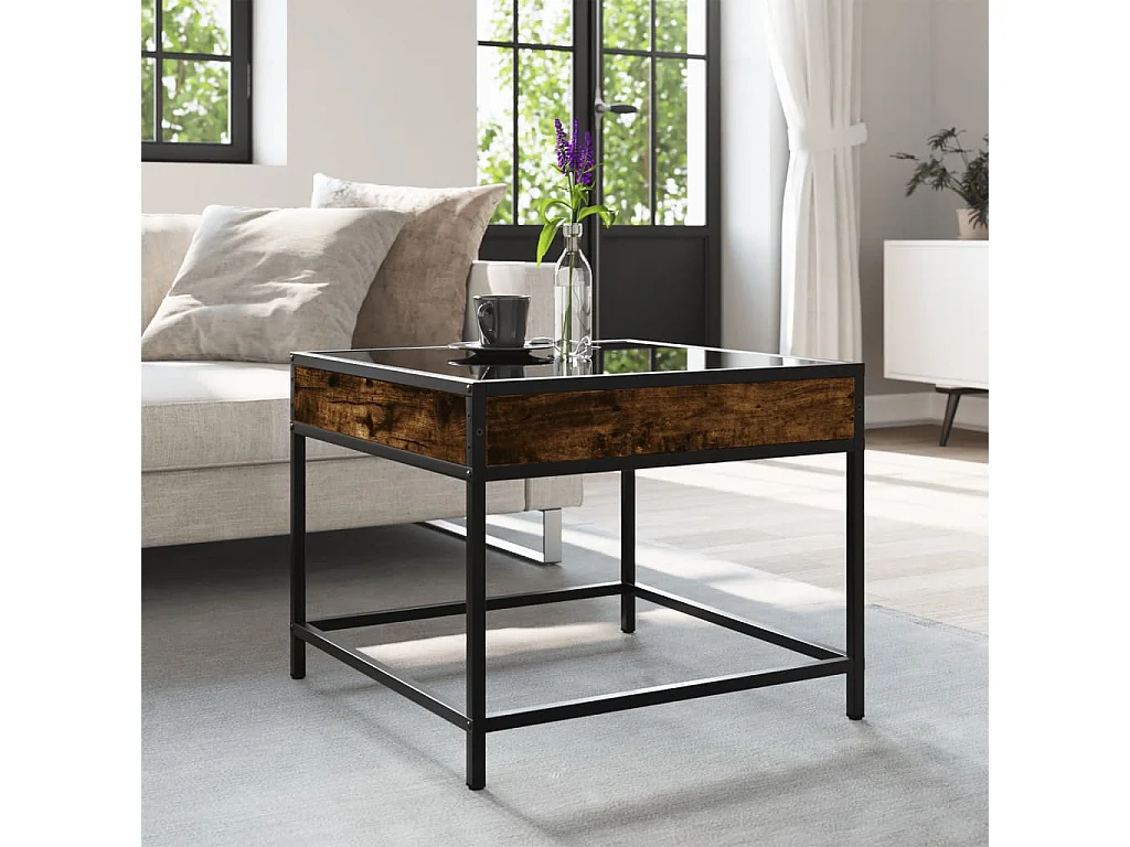 Table basse avec LED Infinity chêne fumé 50x50x41 cm