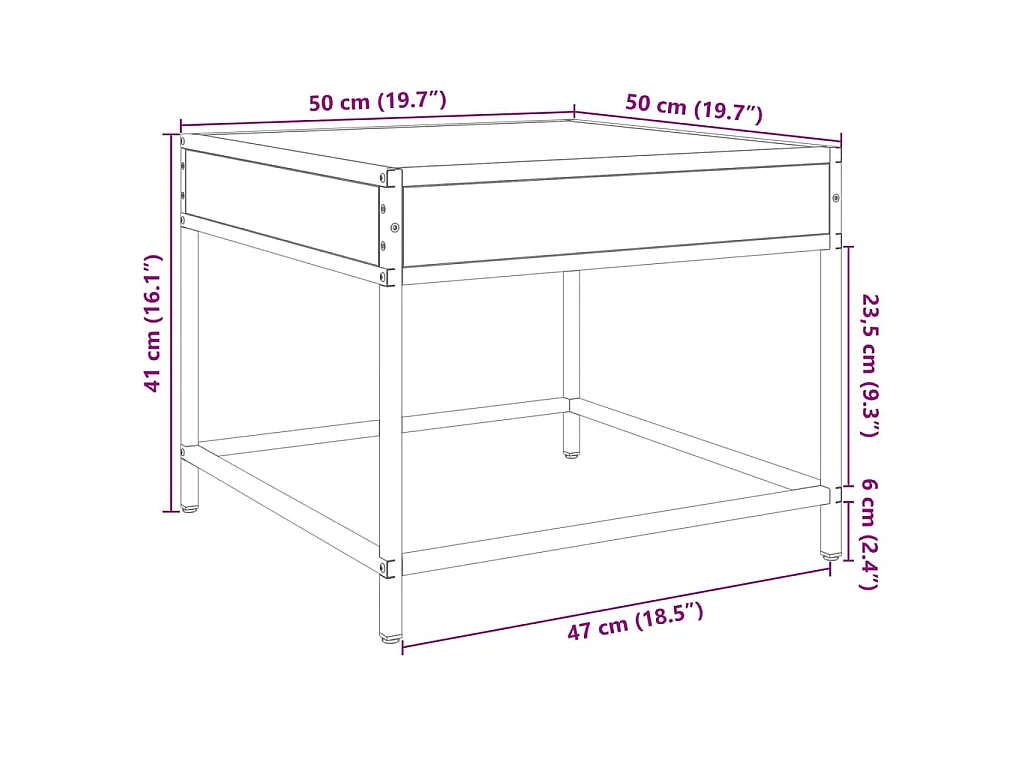 Table basse avec LED Infinity chêne fumé 50x50x41 cm