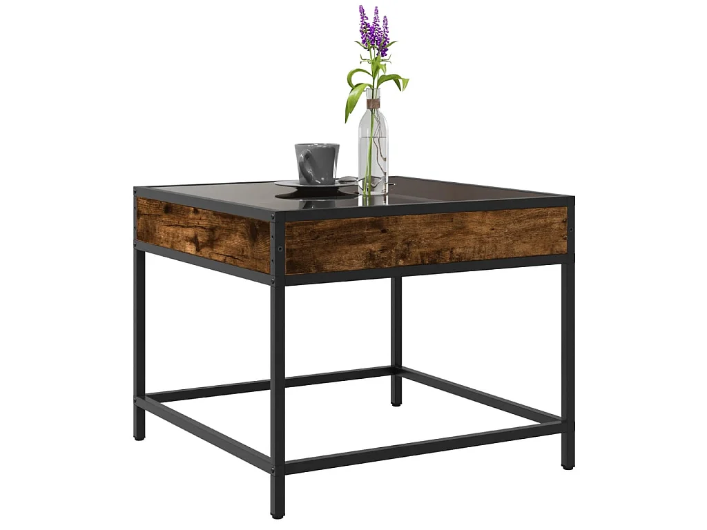 Table basse avec LED Infinity chêne fumé 50x50x41 cm