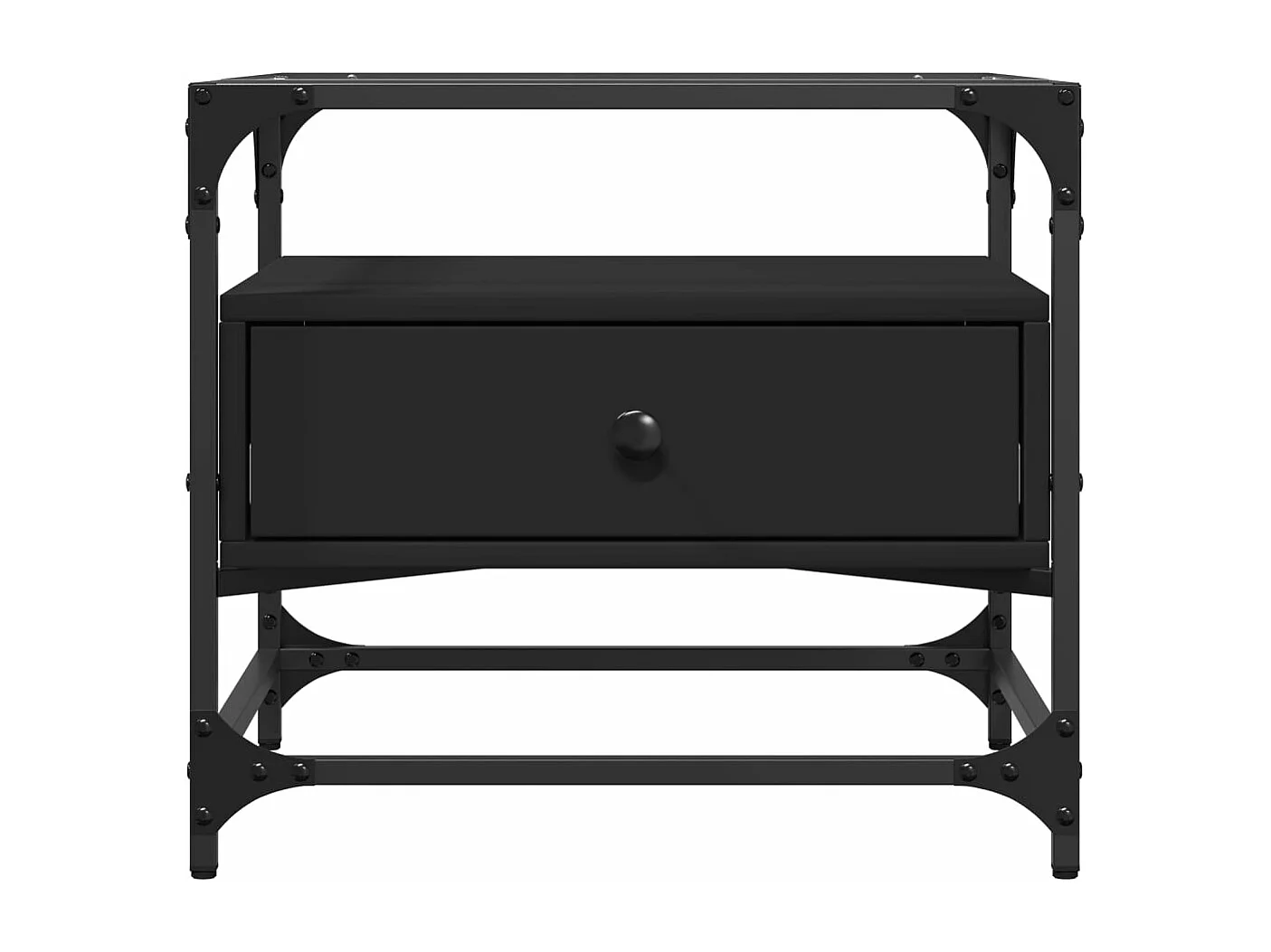 Couchtisch mit Glasplatte Schwarz 50x50x45 cm Stahl