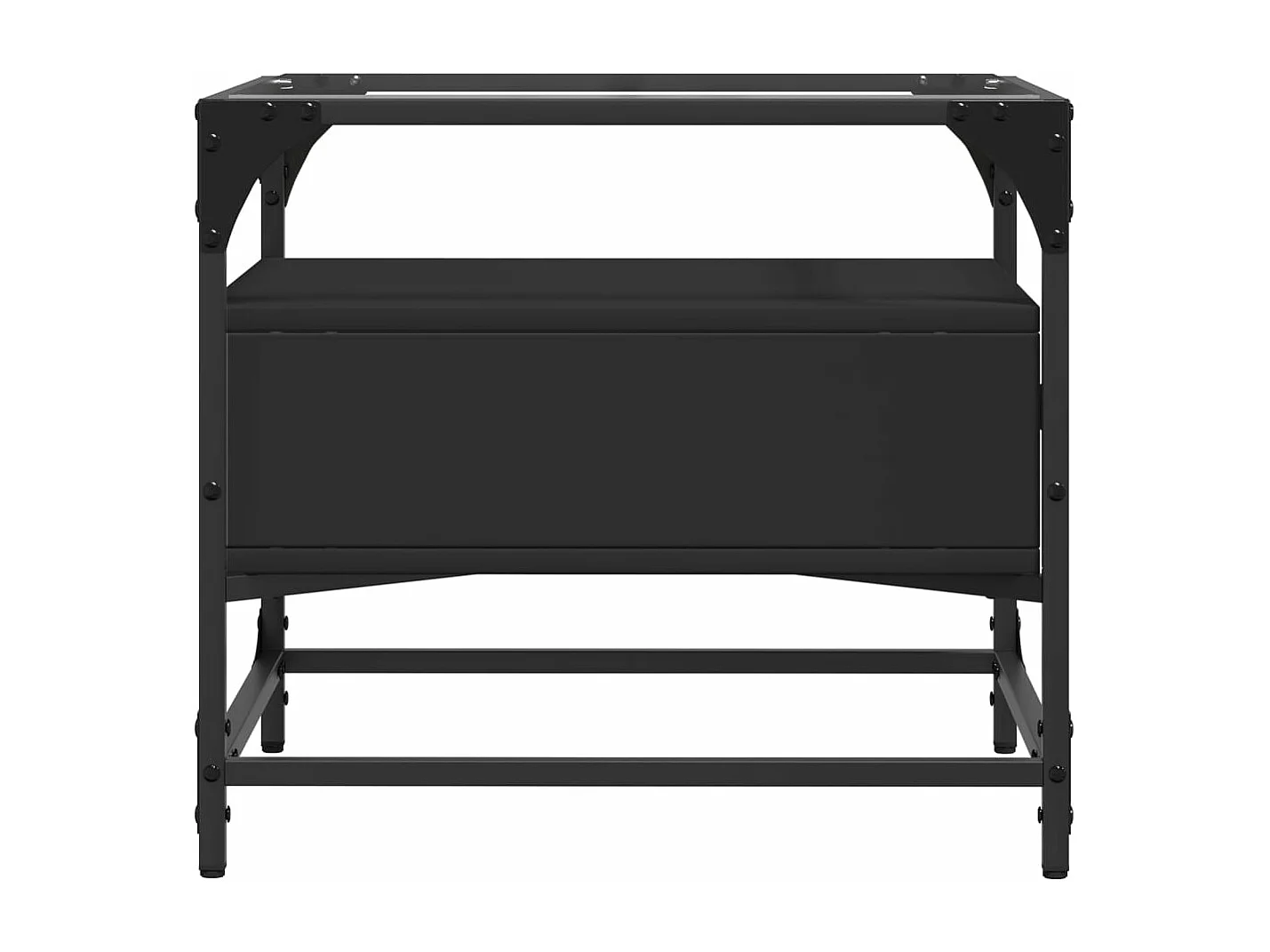 Couchtisch mit Glasplatte Schwarz 50x50x45 cm Stahl