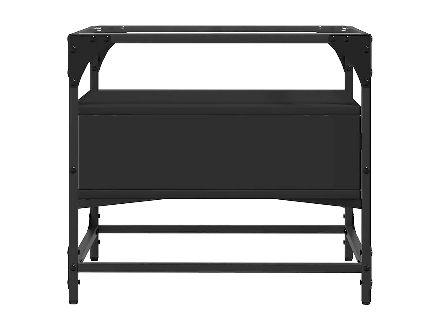 Table basse avec dessus en verre noir 50x50x45 cm acier