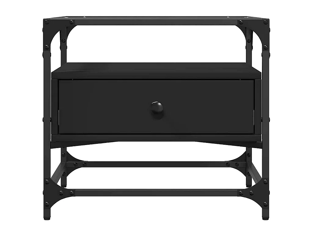 Couchtisch mit Glasplatte Schwarz 50x50x45 cm Stahl