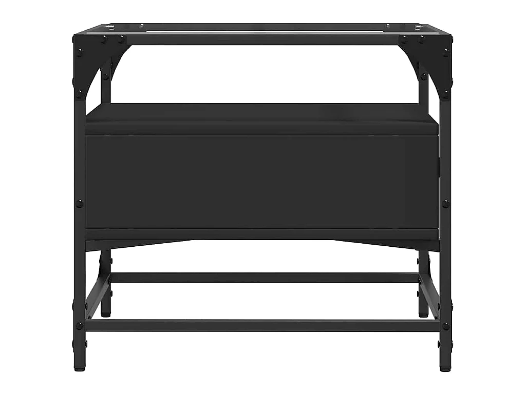 Couchtisch mit Glasplatte Schwarz 50x50x45 cm Stahl