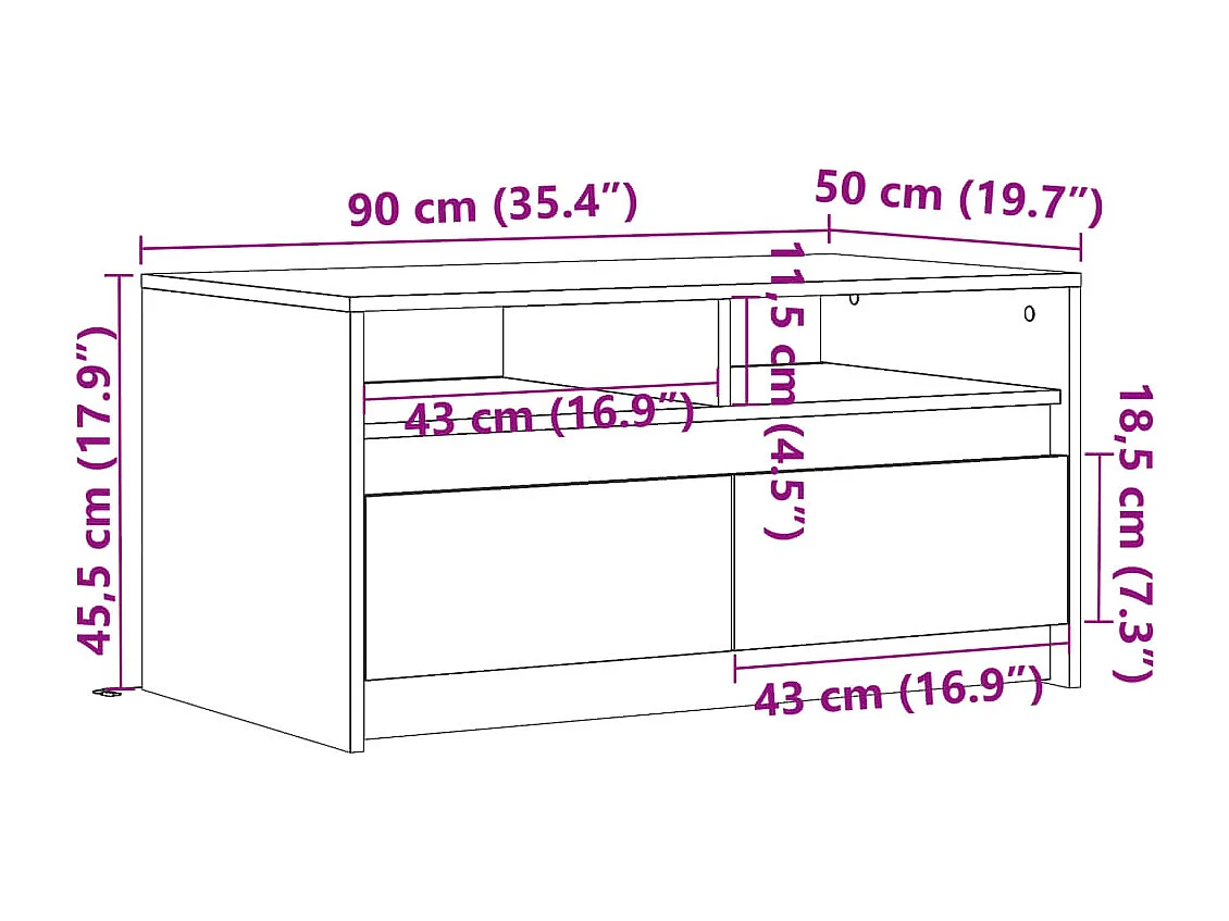 Mesa de centro con luces LED madera de ingeniería negra
