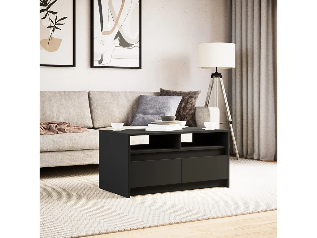 LED-Couchtisch Schwarz Holzwerkstoff