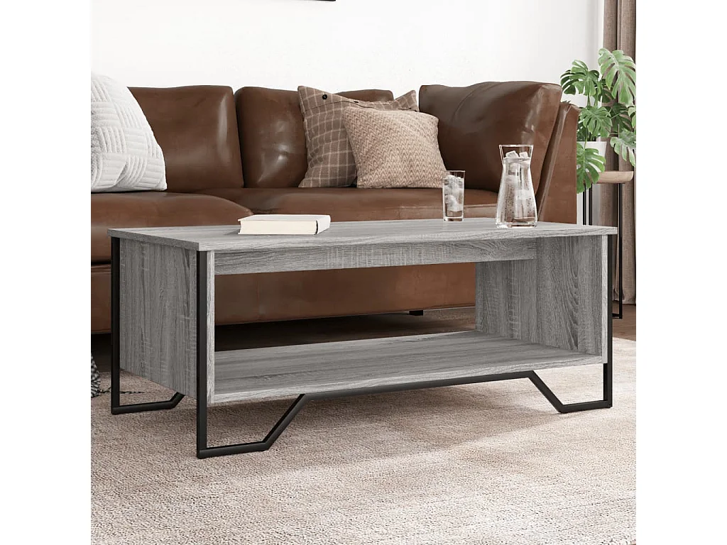 Table basse sonoma gris 100x51x40 cm bois d'ingénierie