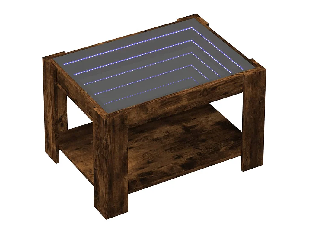 Table basse avec LED chêne fumé 73x53x45 cm bois d'ingénierie