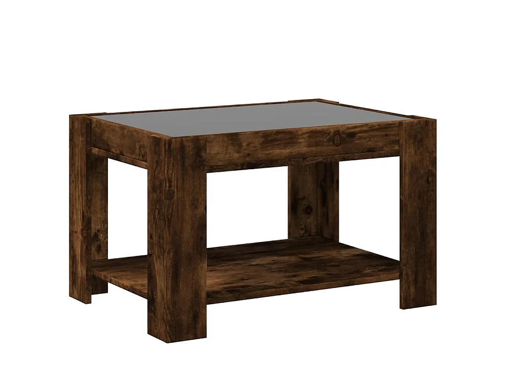 Table basse avec LED chêne fumé 73x53x45 cm bois d'ingénierie