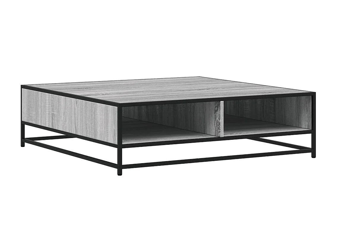 Tavolino Grigio Sonoma 100x100x30 cm in Truciolato e Metallo