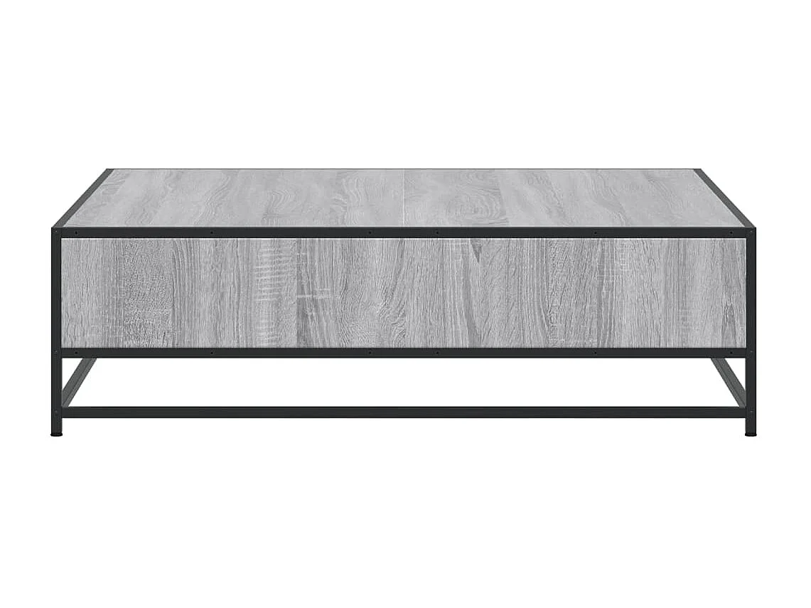 Tavolino Grigio Sonoma 100x100x30 cm in Truciolato e Metallo